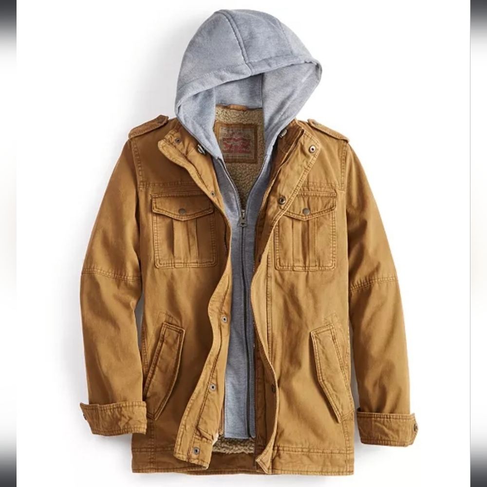 Levi's Men’s Sherpa Lined Two Pocket Hooded Trucker Jacket - L